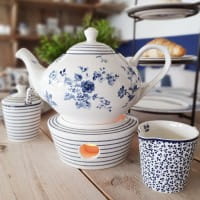 Laura Ashley Blueprint Porzellan Teekanne und Stövchen - Set