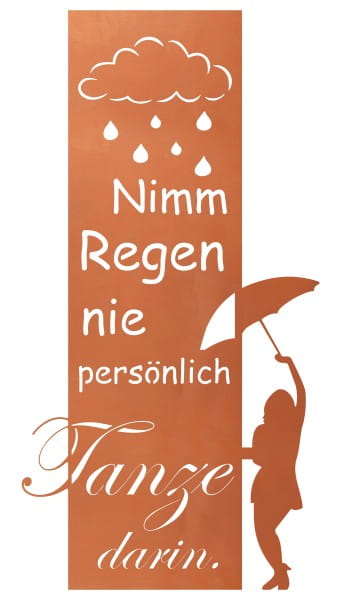 Ferrum Art Design Rost Gedichttafel "Regen"