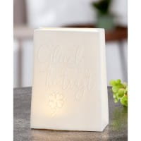Gilde Porzellan Lampe LED-Tasche "Glück..." 12,5 x 16,5 cm