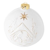 Seltmann Porzellan Weihnachtskugel, "Maria mit Kind + Mühle" Ø 8 cm, Weiß/Gold