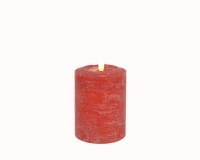 DEKOFlorale Rustikale Real Flame LED-Kerze Rot 7,6 x 16 cm
