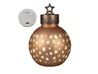 formano Deko-Kugel 35 cm, Farbglas matt, Antik/Gold mit LED-Licht, Stern-Dekor + aufgesetztem Stern-
