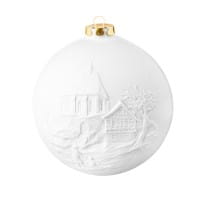 Seltmann Porzellan Weihnachtskugel, "Kirchgang + Marterl" Ø 10 cm, Weiß