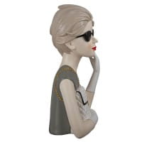 Gilde Poly Figur Lady mit Handtasche, grau/schwarz/weiß - 29 cm