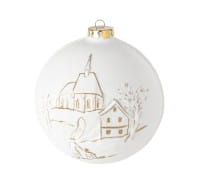 Seltmann Porzellan Weihnachtskugel, "Kirchgang + Kapelle" Ø 10 cm, Weiß