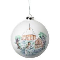 Seltmann Porzellan Weihnachtskugel, "Kirchgang + Marterl" Ø 10 cm, bemalt
