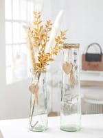 Gilde Glas Vase "Vidro", konisch mit Seil und Herz-Anhänger - 25 cm