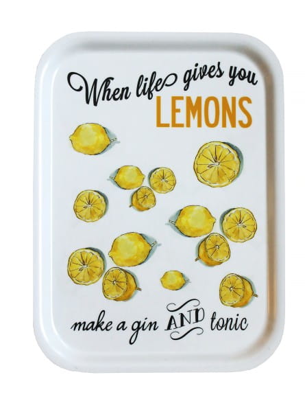 Citronelles Gin & Tonic Frühstückstablett "When lifes gives you Lemons...", 27 x 20 cm