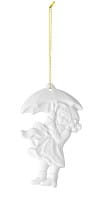 Seltmann Porzellan Weihnachtsanhänger "Mädchen mit Schirm", 8,5 cm, Weiß