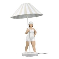 Gilde Kunstharz Poly Lampe "Becky", Weiß/Grau/Beige - 60 cm