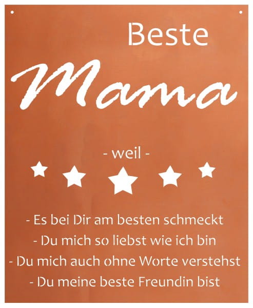 Ferrum Art Design Rost Gedichttafel "beste Mama"