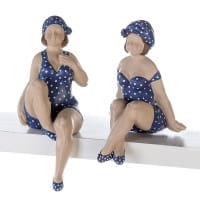 Gilde Kantensitzer Figur "Becky", Weiß/Blau - 21/31 cm, 2er Set