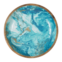 byRoom Scandinavian Mangoholz Schale Marble Ø 38 cm, blau