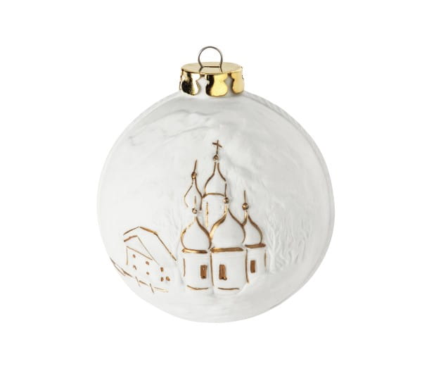 Seltmann Porzellan Weihnachtskugel, "St. Bartholomä" Ø 6 cm, Weiß/Gold