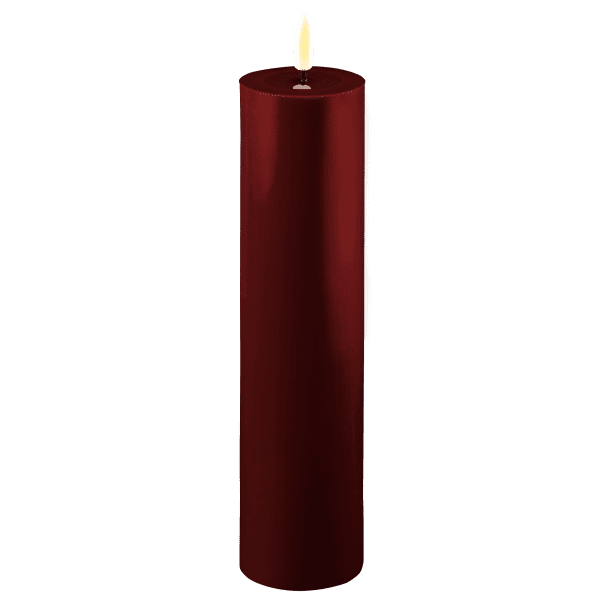 Deluxe Homeart Real Flame LED Stumpenkerze 5 x 20 cm Bourgogne Rot