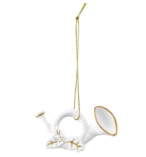 Seltmann Porzellan Weihnachtsanhänger "Horn", 8 cm, Weiß/Gold