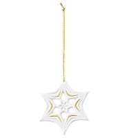 Seltmann Porzellan Weihnachtsanhänger "Schneekristall" Ø 7,5 cm, Weiß/Gold