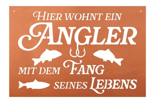 Ferrum Art Design Rost Gedichttafel "Angler"