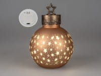 formano Deko-Kugel 35 cm, Farbglas matt, Antik/Gold mit LED-Licht, Stern-Dekor + aufgesetztem Stern-