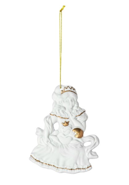 Seltmann Porzellan Weihnachtsanhänger "Froschkönig", 8 cm, Weiß/Gold