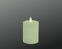 DEKOFlorale Rustikale Real Flame LED-Kerze Hellgrün 7,6 x 10 cm
