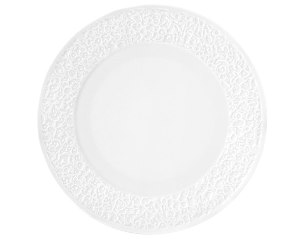 Seltmann Porzellan Nori Weiß Frühstücksteller Relief schmal rund 21 cm
