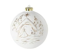 Seltmann Porzellan Weihnachtskugel, "Maria mit Kind + Hl. 3 Könige" Ø 10 cm, Weiß/Gold