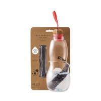 black+blum Wasserflasche mit Aktivkohle Eau Good - Rot, 800 ml, Tritan/Kork