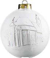 Seltmann Porzellan Weihnachtskugel, "Wieskirche + Maria und Kind" Ø 6 cm, Weiß/Gold