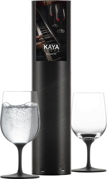 Eisch Glas Kaya Black 2 Mineralwassergläser 500/162 in Geschenkröhre