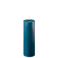 Deluxe Homeart Real Flame LED Stumpenkerze 5 x 15 cm Petrol Grün