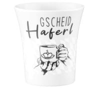 Seltmann Porzellan Spruch-Becher mit Henkel Weiß "Gscheid Haferl" 0,40 l