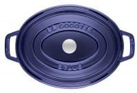 Staub Cocotte Bräter Gusseisen oval 31cm blau oben
