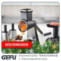 GEFU Set: Trommelreibe + Fleischwolfvorsatz TRANSFORMA®