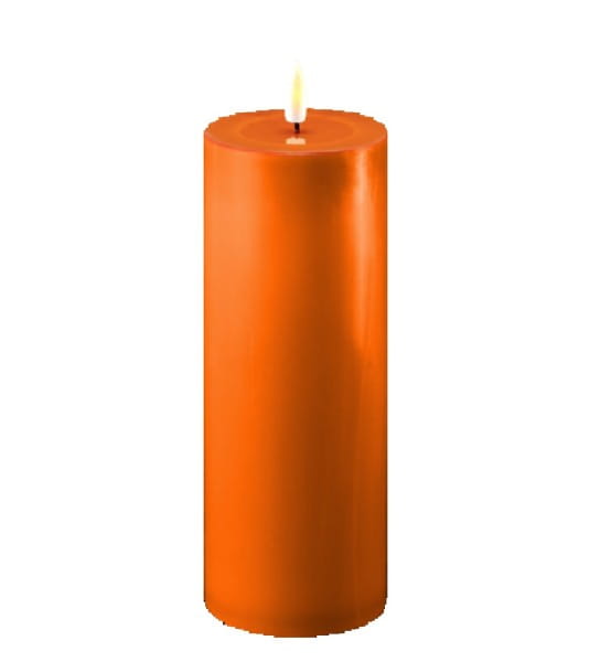 Deluxe Homeart Real Flame LED Stumpenkerze 7,5 x 20 cm Orange