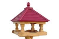 Kleiber Gartenprodukte Star-Haus Vogelfutterhaus Pavillion 4-eckig, aus massivem Holz mit rotem Dach