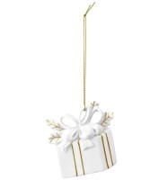 Seltmann Porzellan Weihnachtsanhänger "Paket mit Schleife", 8 cm, Weiß/Gold