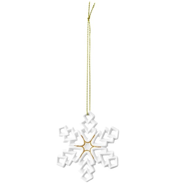 Seltmann Weihnachtsanhänger "Stern, Schneeflocke", 8 cm, Weiß/Gold