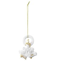 Seltmann Porzellan Weihnachtsanhänger "Glocke mit Kerze", 8 cm, Weiß/Gold