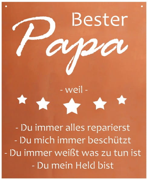Ferrum Art Design Rost Gedichttafel "bester Papa"