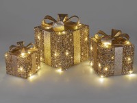 formano Satz Metall Pakete Gold, LED-Licht & Timer, 3-tlg. - 15cm, 20 cm und 25 cm