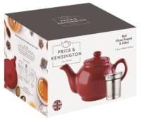 Price & Kensington Steingut Teekanne Rot, 1100 ml + Teesieb im Set