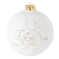Seltmann Porzellan Weihnachtskugel, "Maria mit Kind + Mühle" Ø 8 cm, Weiß/Gold
