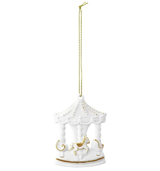 Seltmann Porzellan Weihnachtsanhänger "Karussell", 8 cm, Weiß/Gold