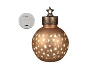 formano Deko-Kugel 30 cm, Farbglas matt, Antik/Gold mit LED-Licht, Stern-Dekor + aufgesetztem Stern