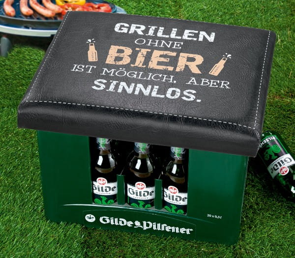 GILDE Sitzpolster für Getränke-/Bierkiste "Grill ohne Bier" 34 x 44 cm
