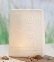 Gilde Porzellan Lampe LED-Tasche "Leuchtturm" 12,5 x 16,5 cm