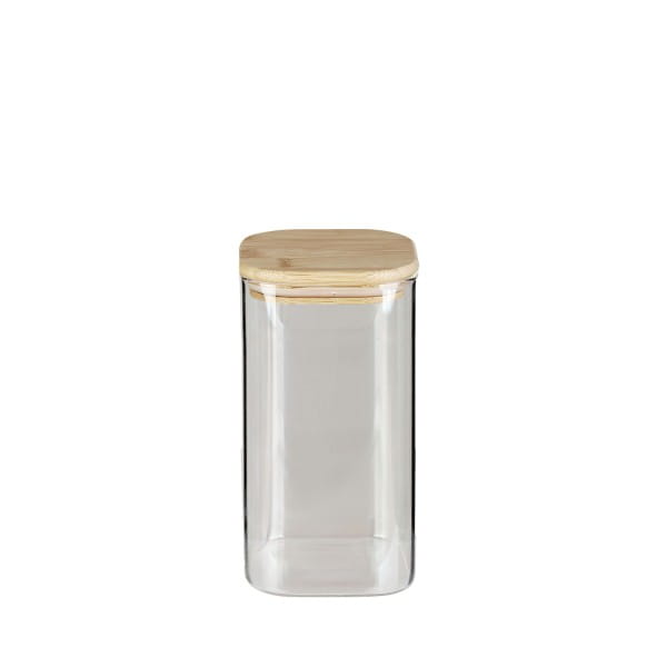 Bérard Vorratsglas mit Bambusholz-Deckel, quadratisch, 1,3 Liter