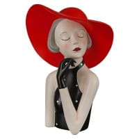 Gilde Poly Figur Lady mit rotem Hut, rot/schwarz - 27 cm