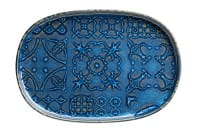 Mäser Steinzeug Tiles Blau Platte oval 33 x 23 cm UNO